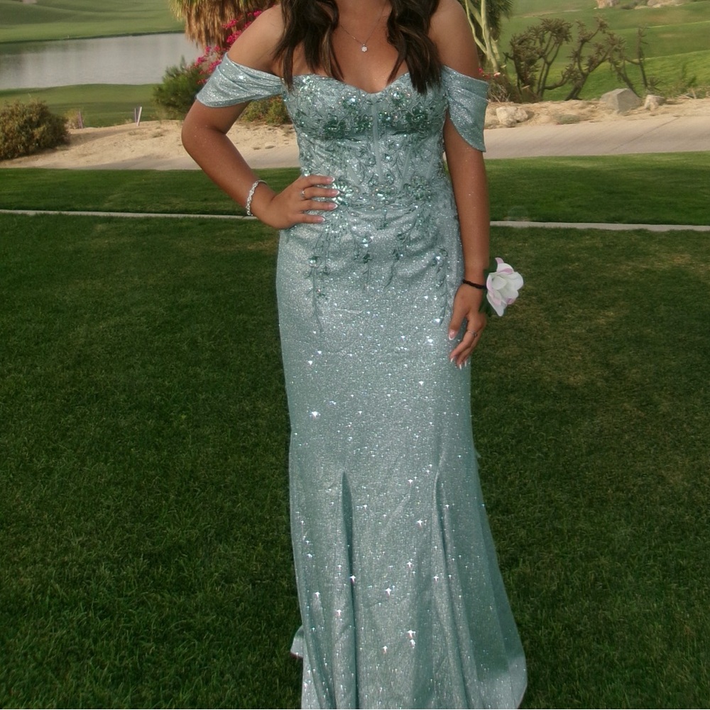 Dancing Queen Teal/ Light Blue Prom Dress